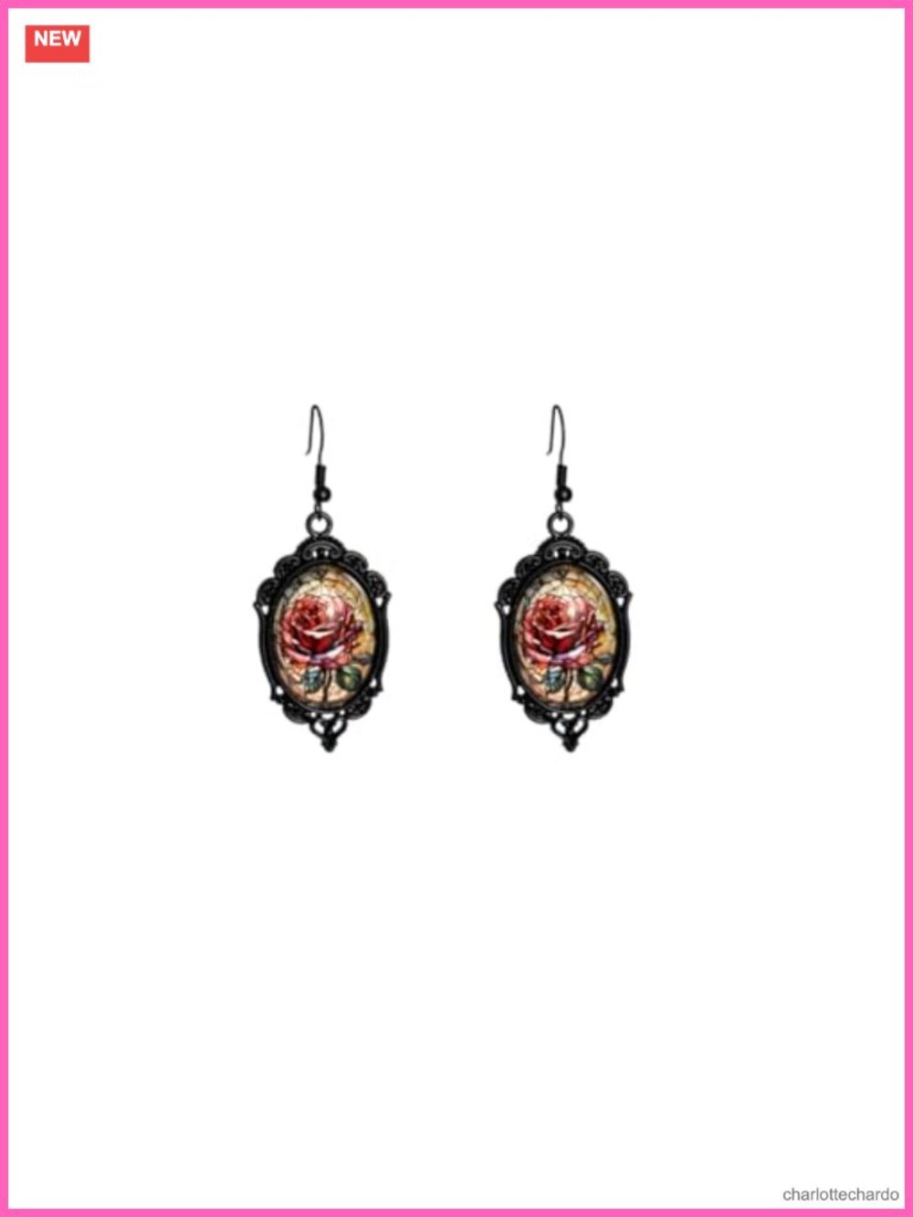 Gothic Cameo Dangle Earrings Alloy Glass Women's Drop Halloween Costume Jewelry
